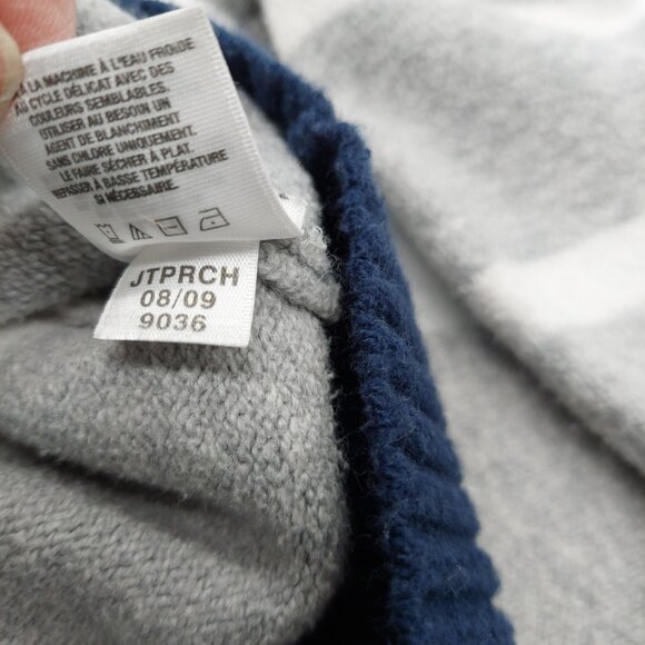 American Eagle Women's Hoodie Sweater Size XL Striped Gray Cream V Neck Zipper - Picture 8 of 9